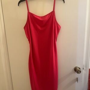 SHEIN Hot Pink Ribbed Slip Dress